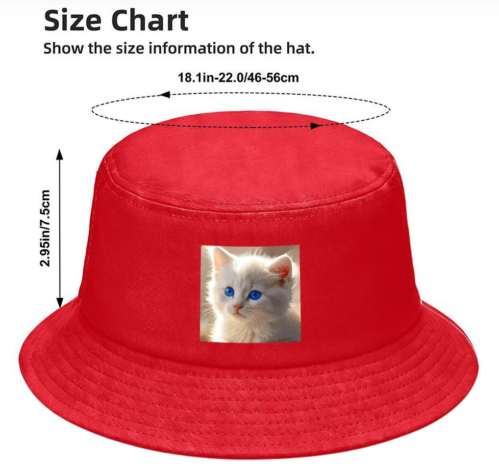 Cute White Kitten Design Kid’s Bucket Hat | Ships from USA