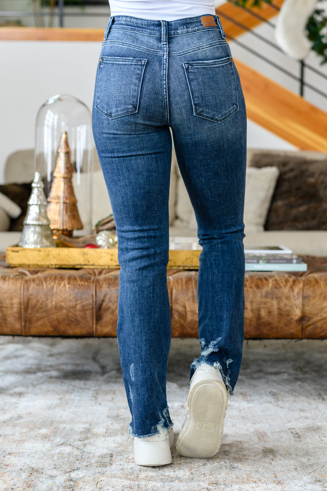 Jeans ajustados tipo 'bootcut' rotos Christine de alto contraste
