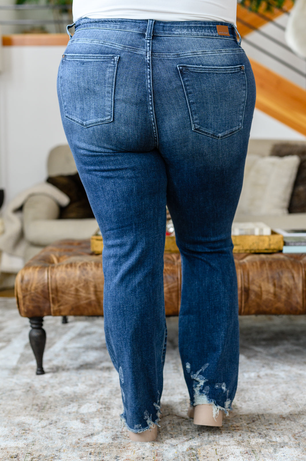 Jeans ajustados tipo 'bootcut' rotos Christine de alto contraste