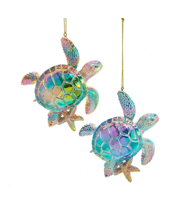 Christmas Ornament - Coastal Electroplated Sea Turtle Holiday Decor