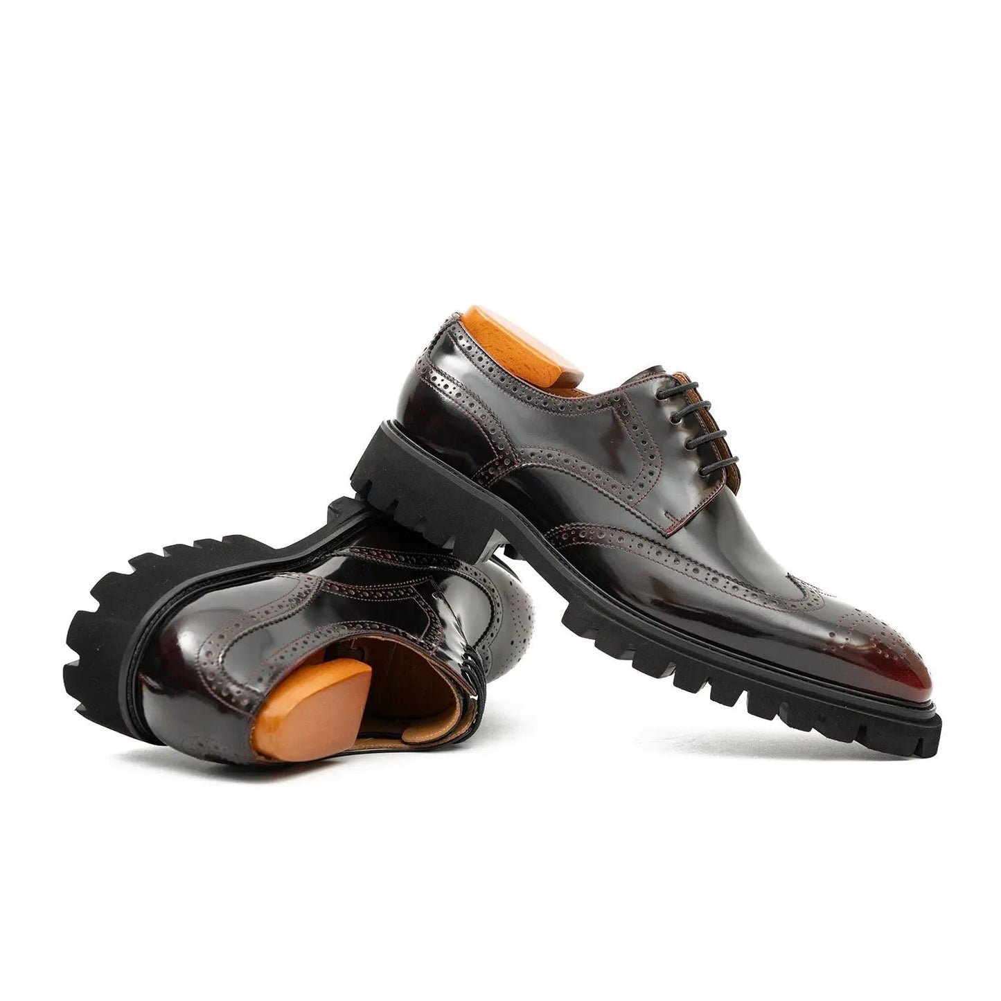 Claret derby brogue shoes