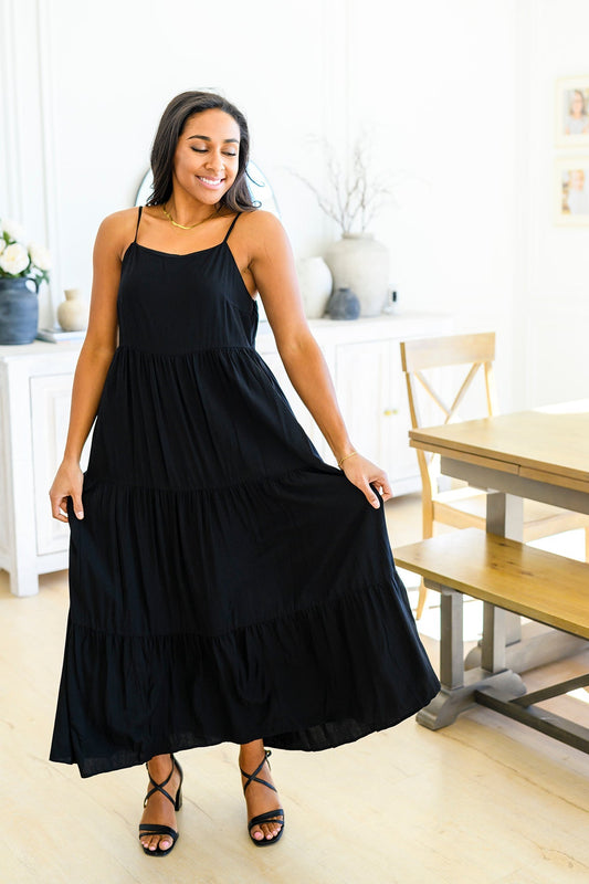 Vestido maxi escalonado de estilo clásico