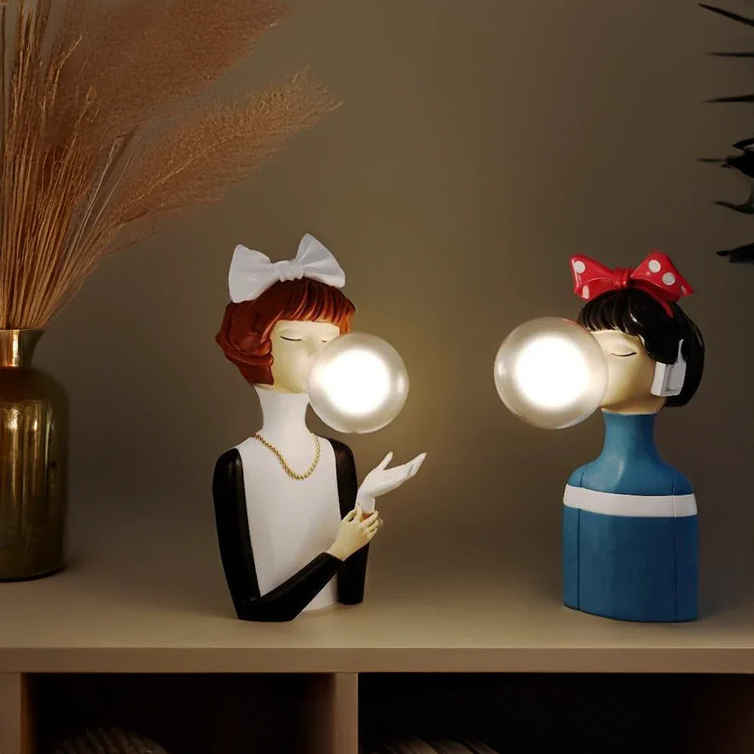 Parisian Bubble Girls Clear Glass LED Table Lamps