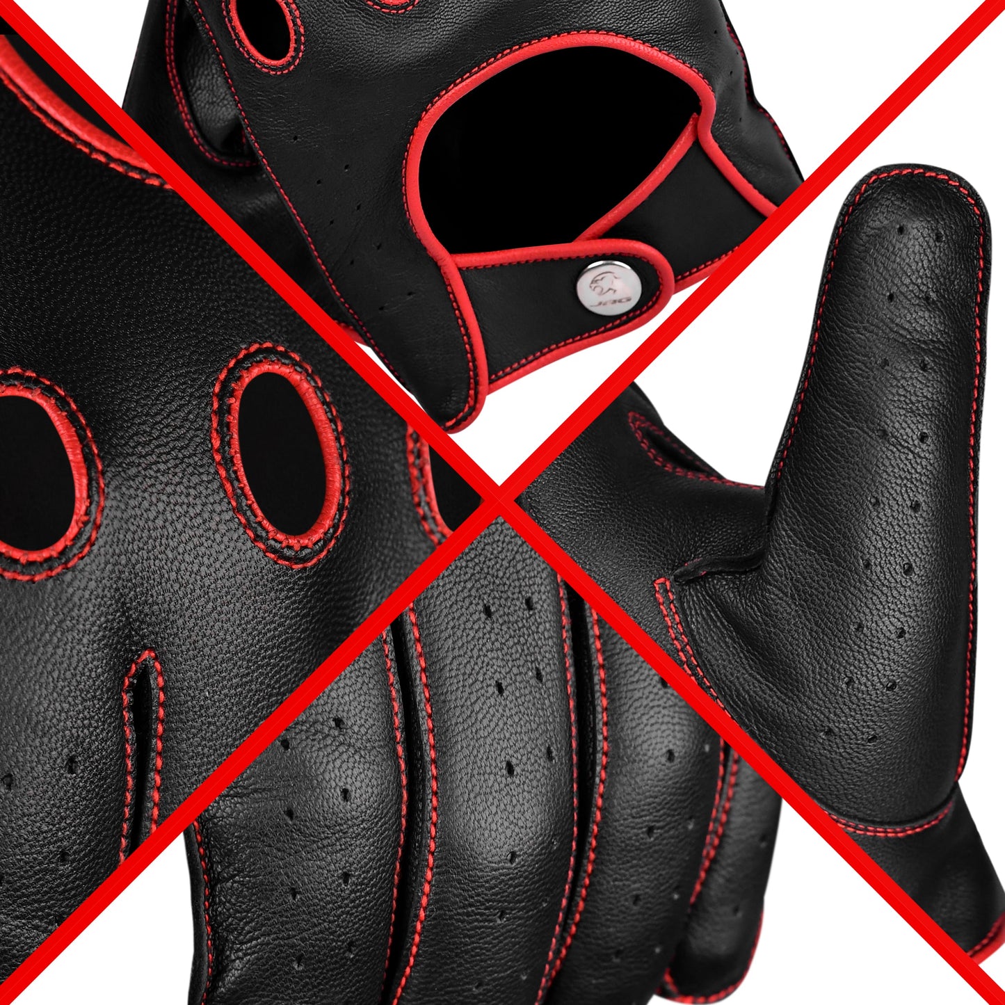 Guantes de Cuero Dark Knight - Diseño de Dedo Completo (Rojo)