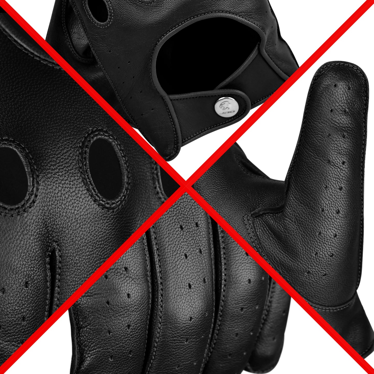 Guantes de cuero de Caballero Oscuro - Diseño de dedos completos (Negro)