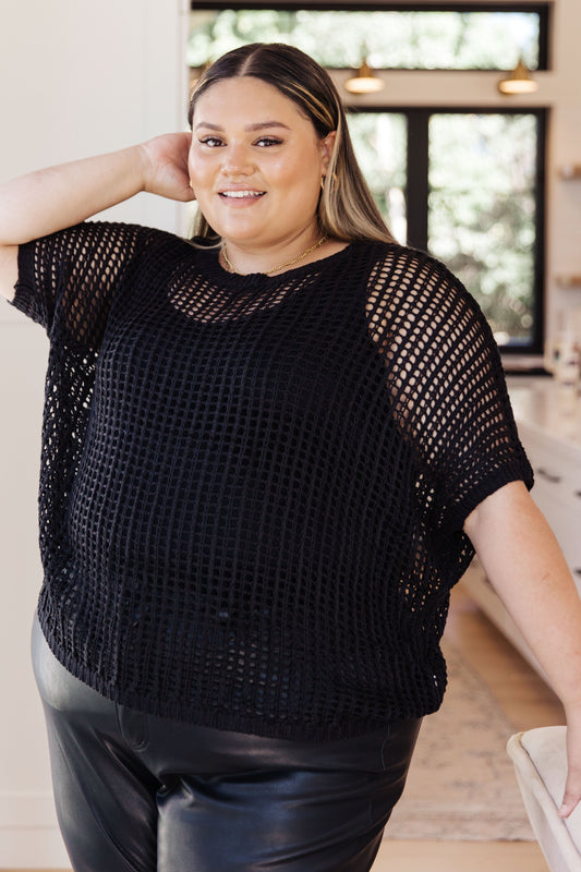 Top de rejilla Coastal Dreams en negro