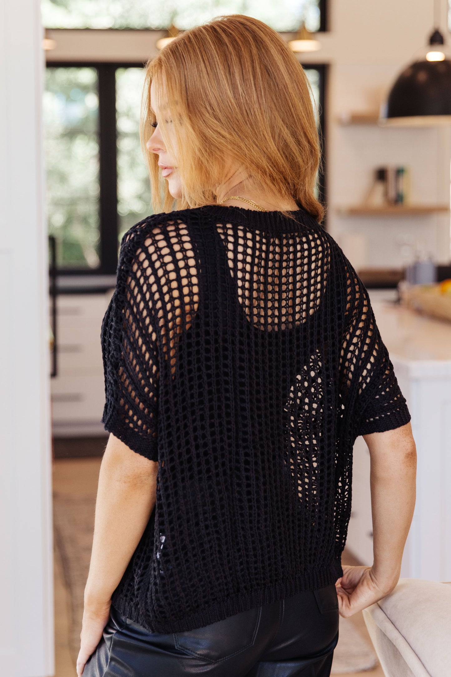 Top de rejilla Coastal Dreams en negro