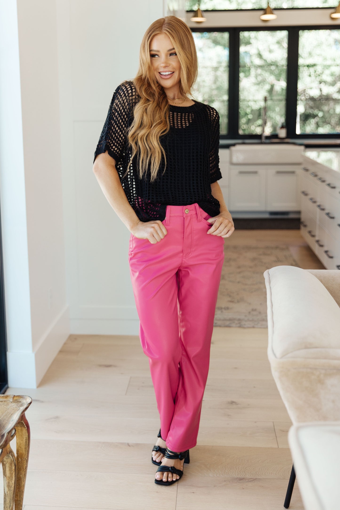 Top de rejilla Coastal Dreams en negro