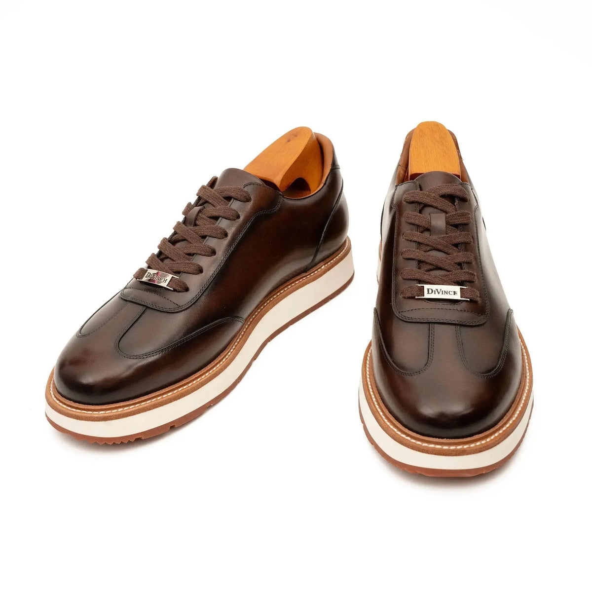Dark Brown Plain-Toe Calf Leather Casual Shoes