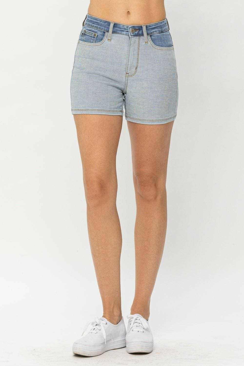 Trendsi Colorful Denim Shorts - Mid-Rise Cotton Blend Women's