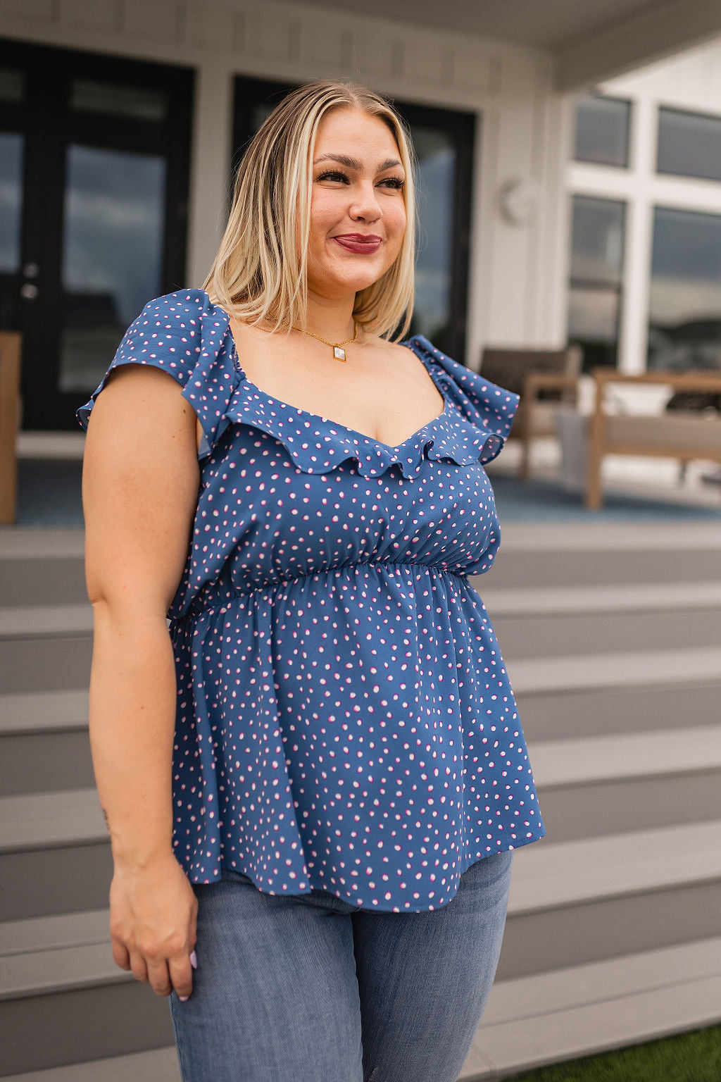 Blusa Peplum de Puntos