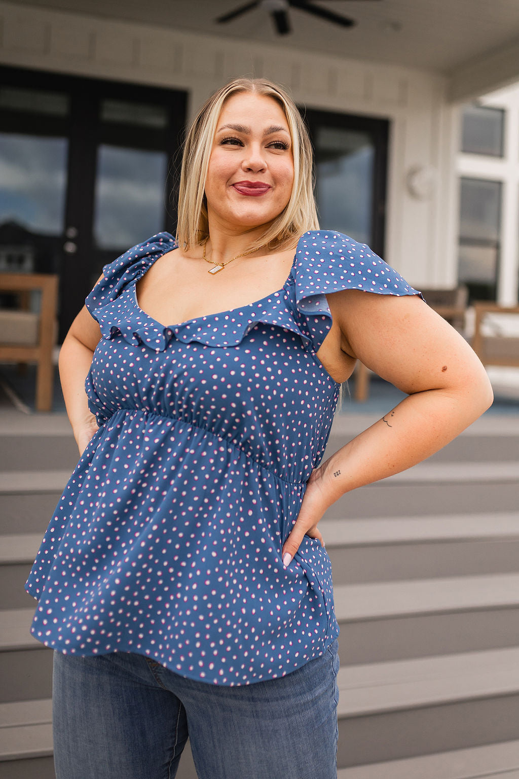 Blusa Peplum de Puntos