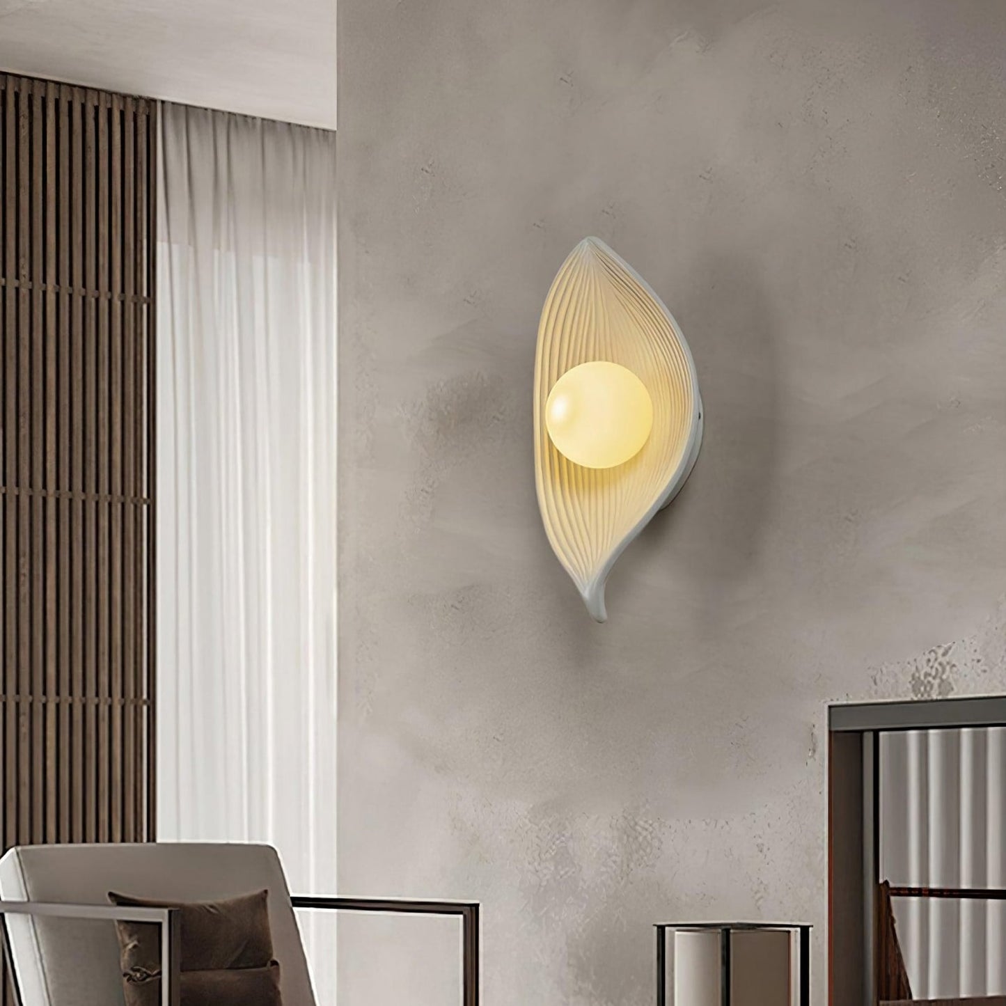 Lámpara de pared de resina con hoja nórdica contemporánea