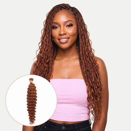 Cabello Cobre Ondulado Profundo Color 350 a Granel 100% Humano para Trenzar