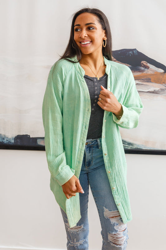 Camisa Corey con botones en verde vintage