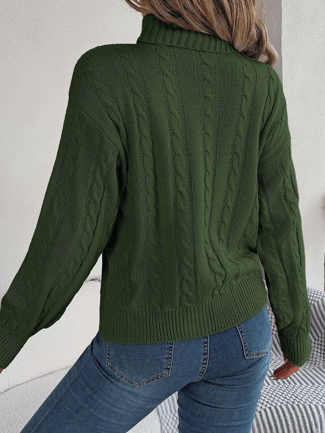 Knit Sweater Sweater - Cozy Cable-Knit - Turtleneck