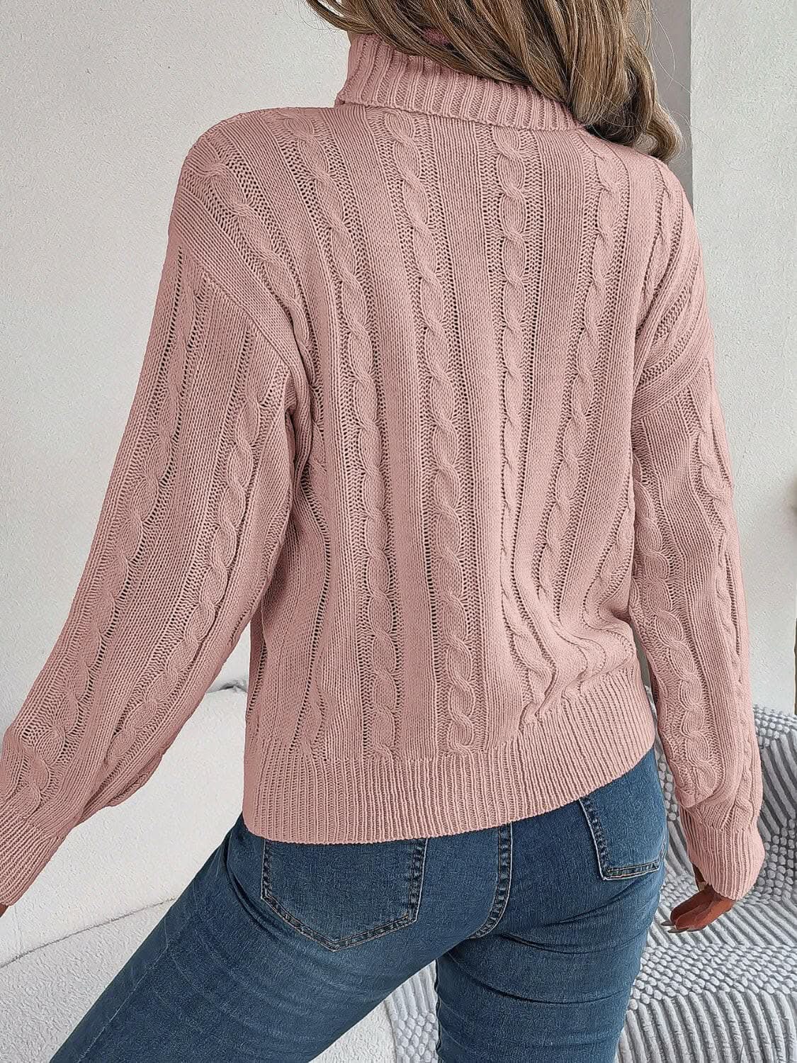 Knit Sweater Sweater - Cozy Cable-Knit - Turtleneck