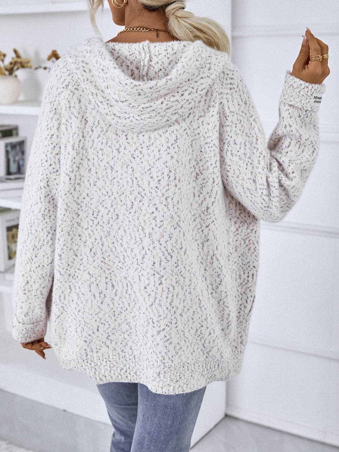 Sweater Hoodie Trendsi Women's Cozy Zip-Up Hoodie Sweater with Drawstring