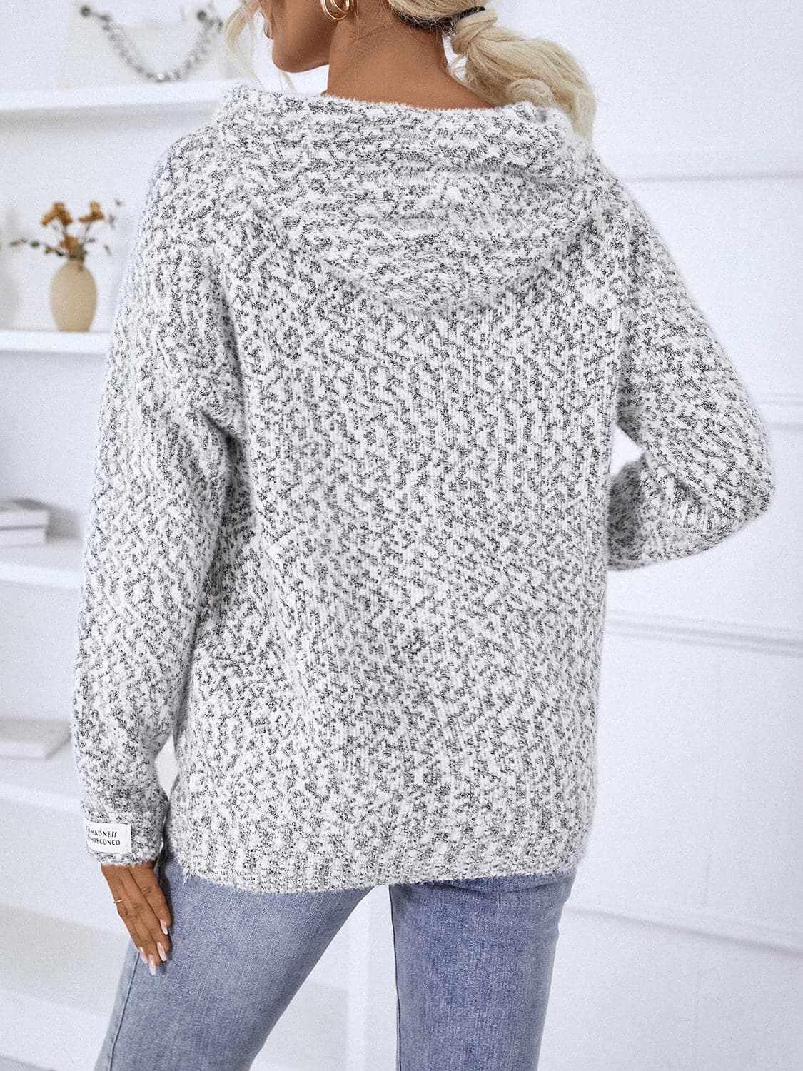 Sweater Hoodie Trendsi Women's Cozy Zip-Up Hoodie Sweater with Drawstring