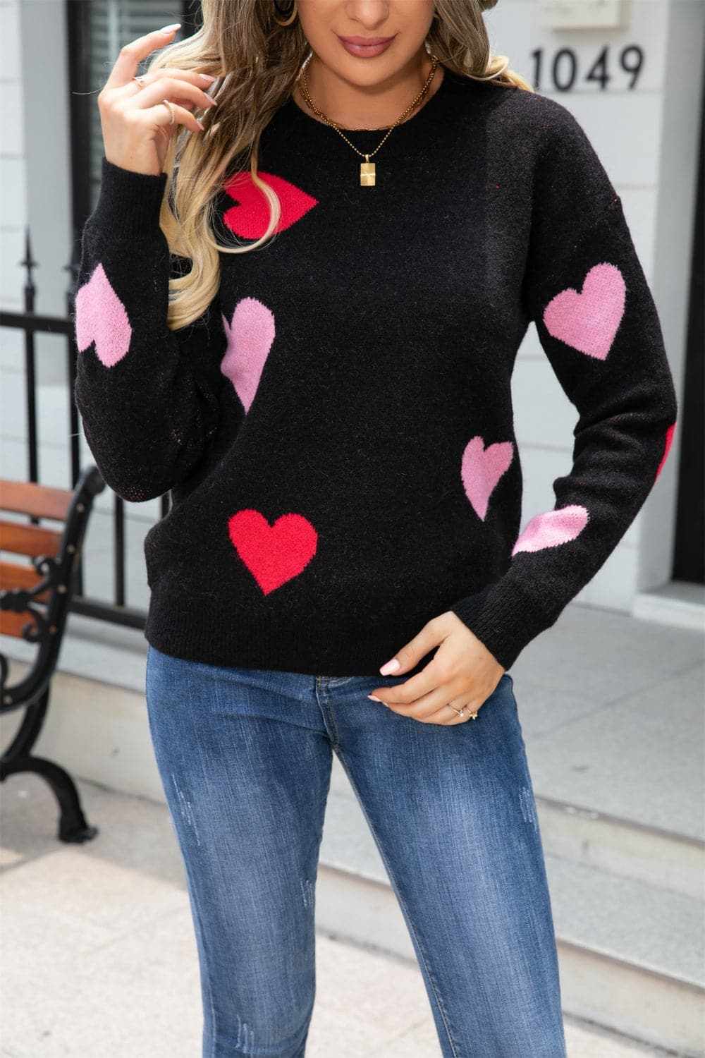 Sweaters Trendsi Cozy heart dropped shoulder sweater