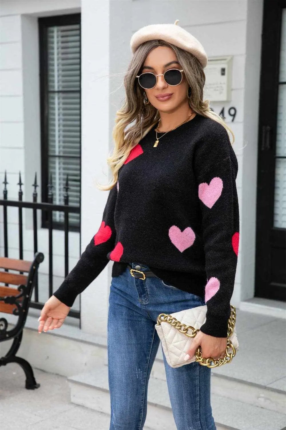 Sweaters Trendsi Cozy heart dropped shoulder sweater