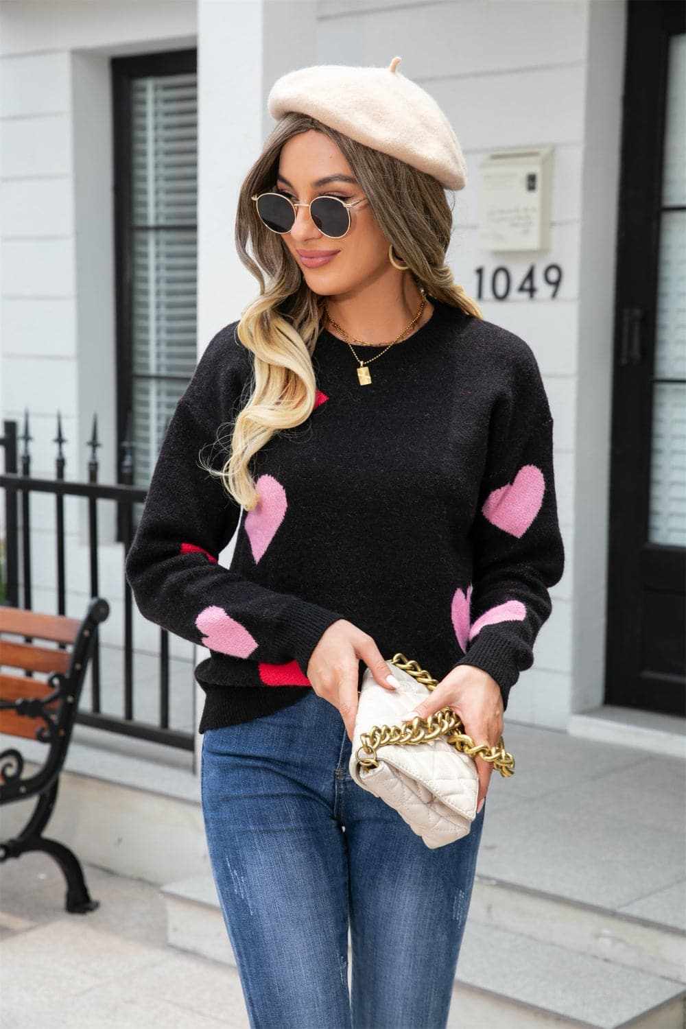 Sweaters Trendsi Cozy heart dropped shoulder sweater