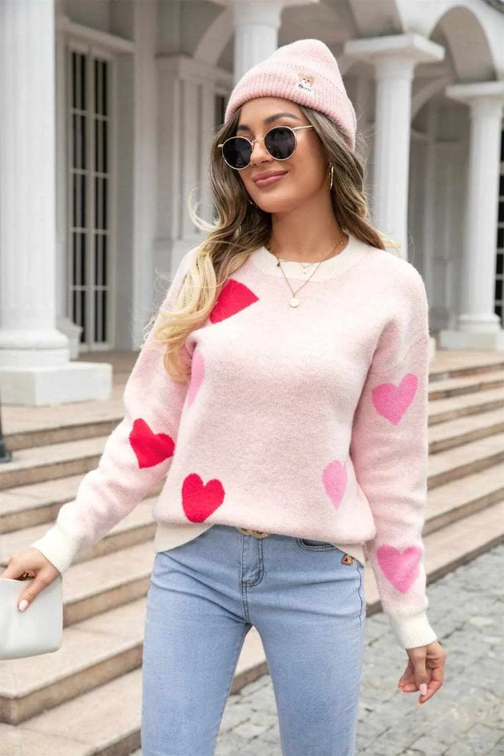 Sweaters Trendsi Cozy heart dropped shoulder sweater