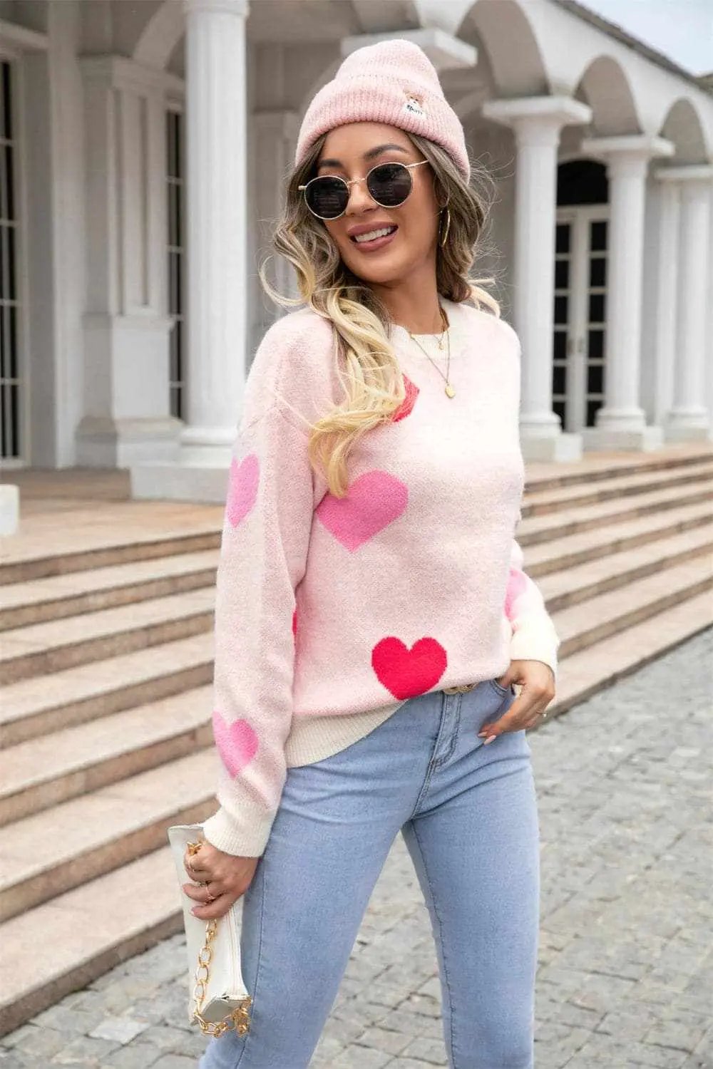 Sweaters Trendsi Cozy heart dropped shoulder sweater