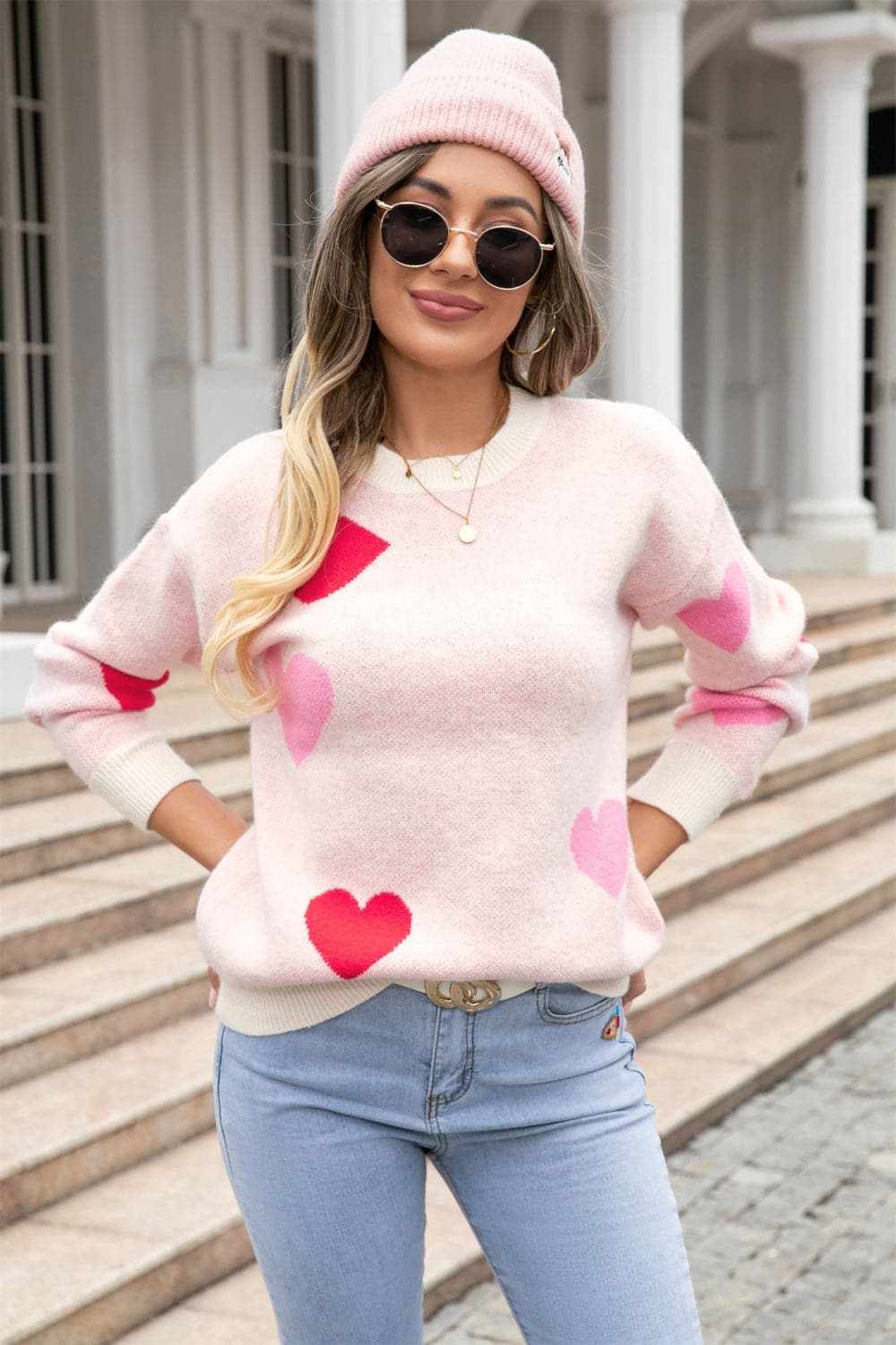 Sweaters Trendsi Cozy heart dropped shoulder sweater
