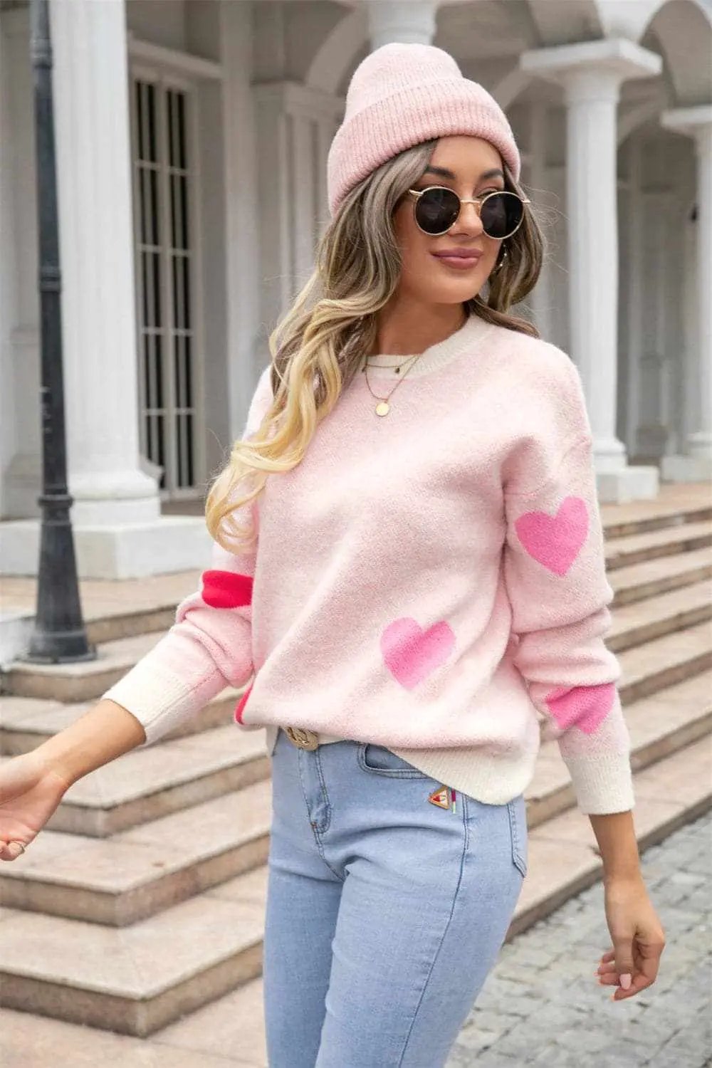 Sweaters Trendsi Cozy heart dropped shoulder sweater