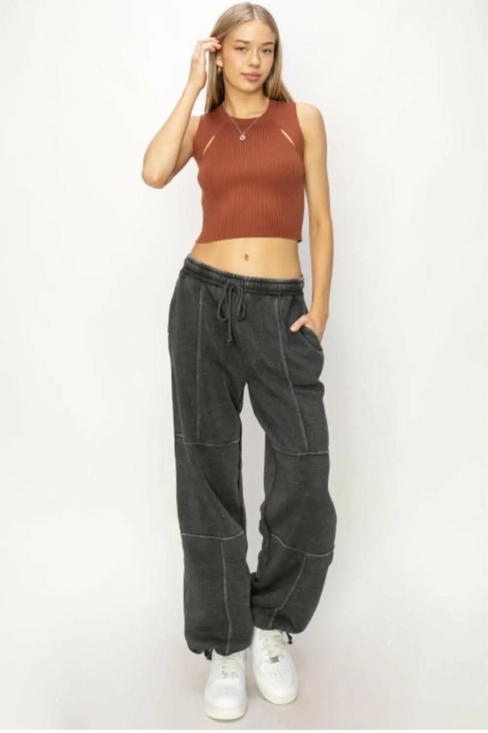 Trendsi Cozy Stitched Drawstring Pants by HYFVE
