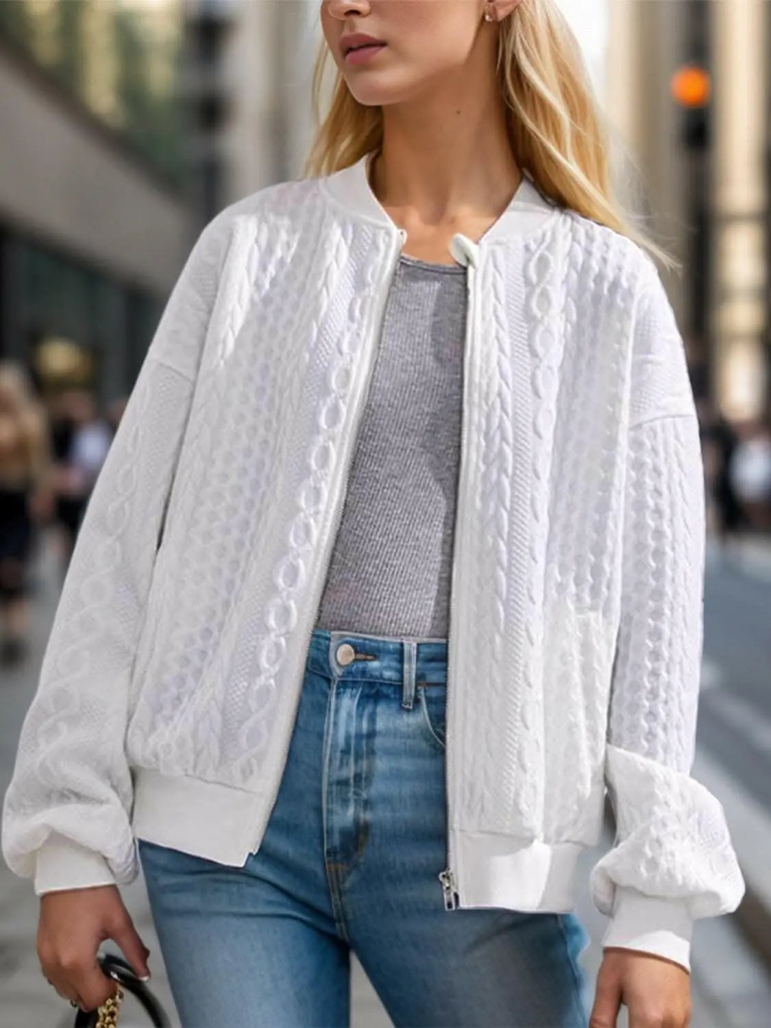 Zip-Up Jacket Jacket - Cozy Textured - Zip-Up