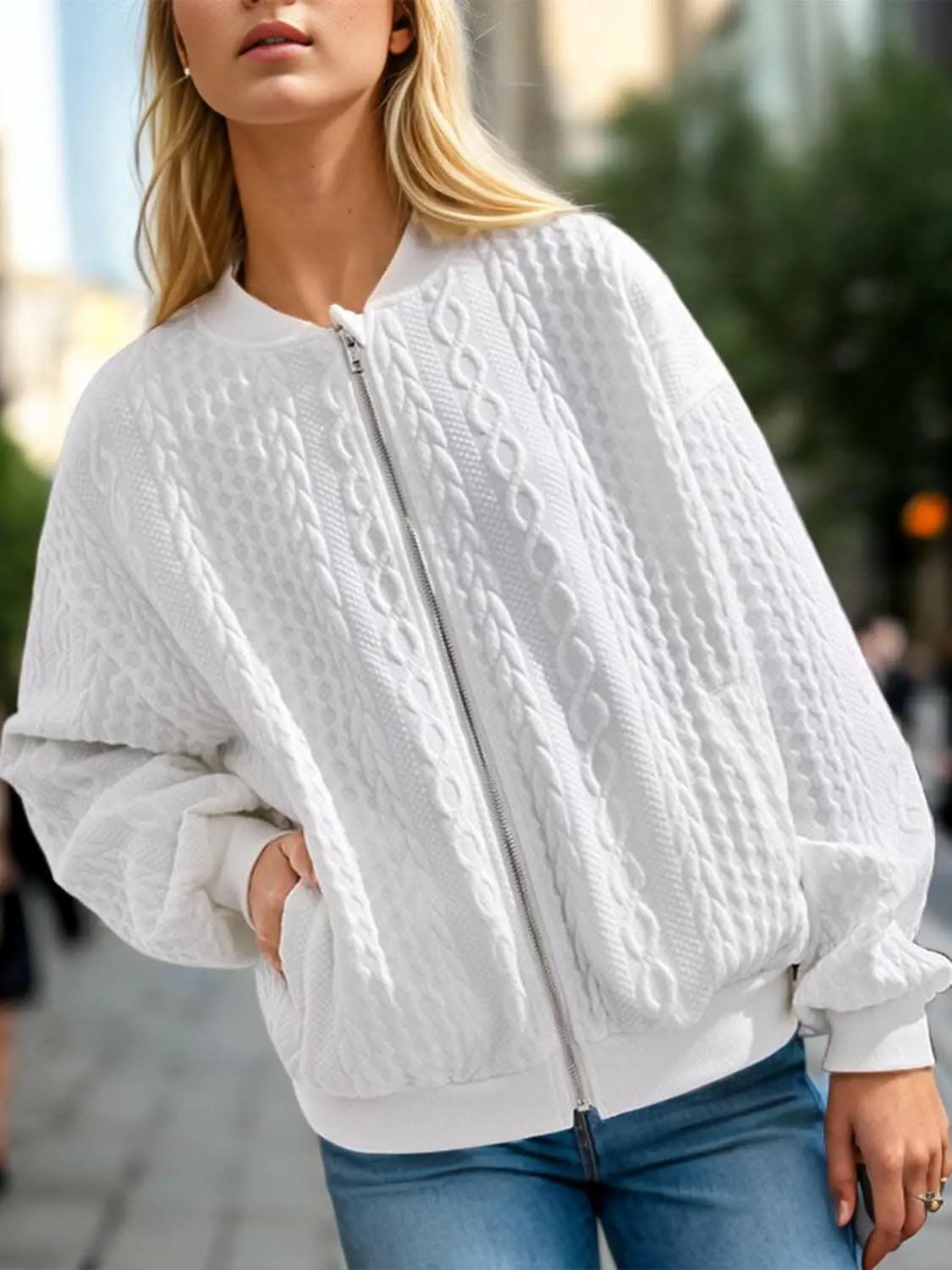 Zip-Up Jacket Jacket - Cozy Textured - Zip-Up