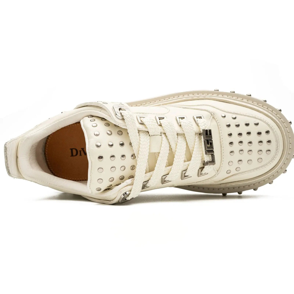 White Studded Cow Leather Sneakers