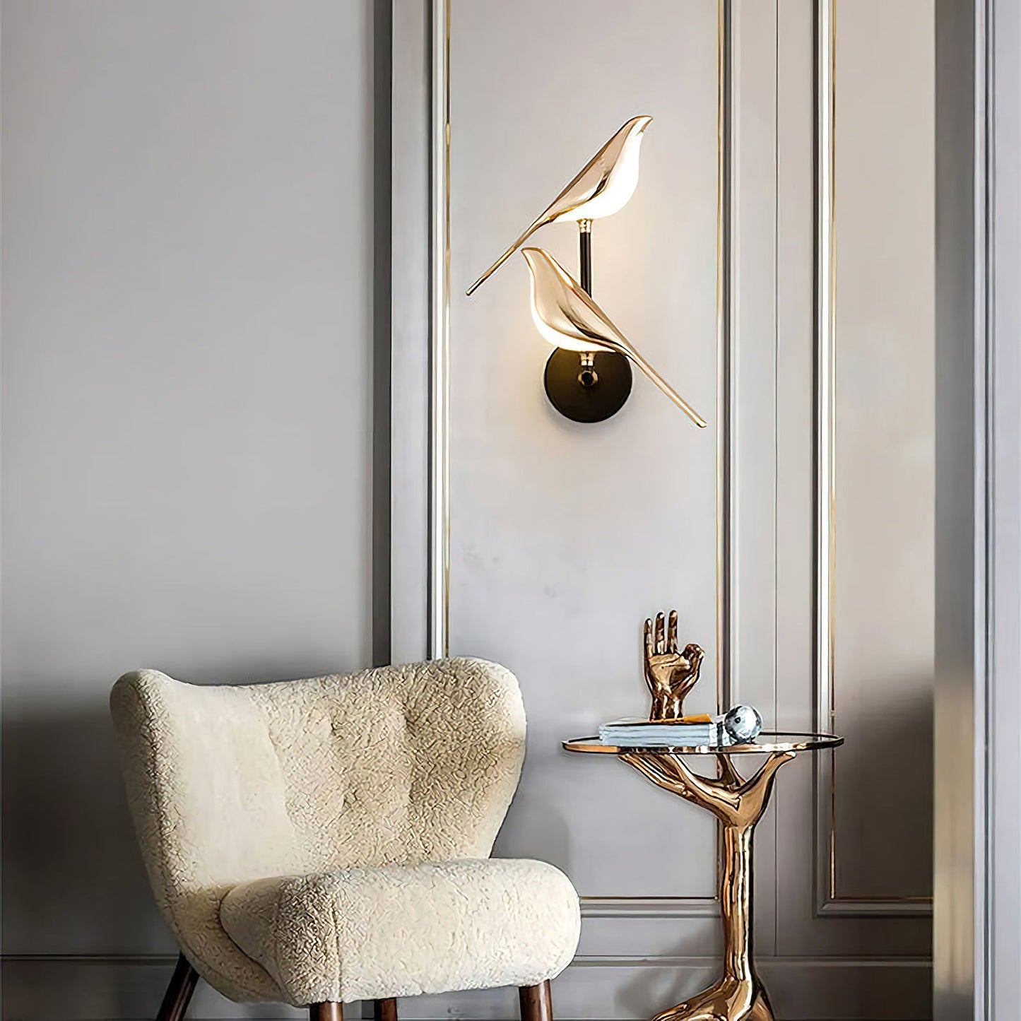 Lámpara de pared creativa con forma de pájaro