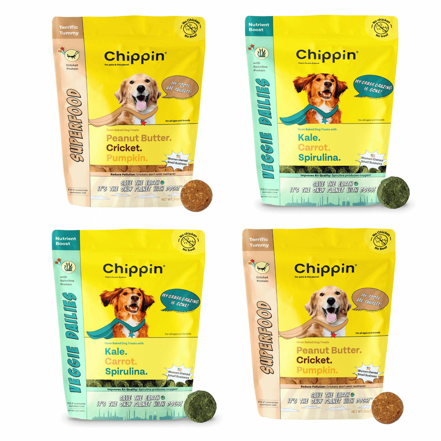 Paquete de 4 galletas crujientes para perro