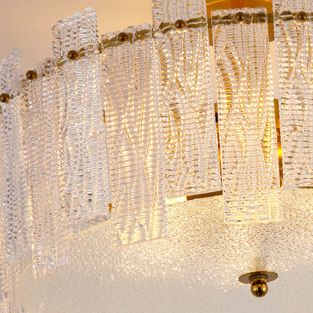 Lámpara de techo de cristal dorado