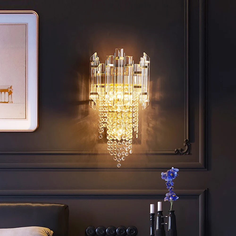 Lámpara de pared de lujo con capas de cristal