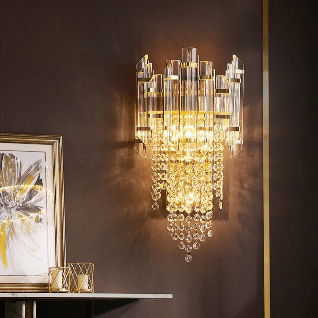 Lámpara de pared de lujo con capas de cristal