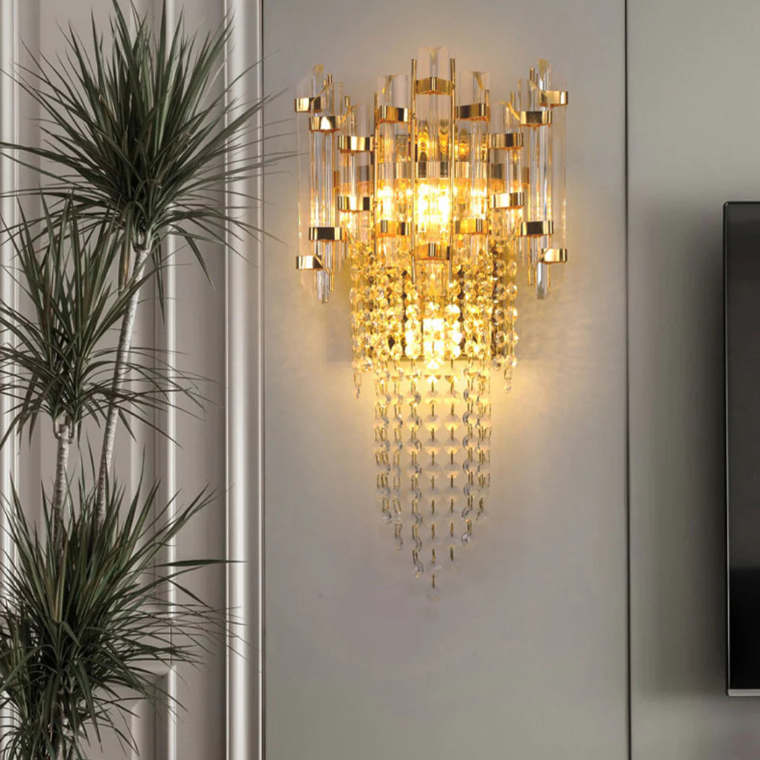 Lámpara de pared de lujo con capas de cristal
