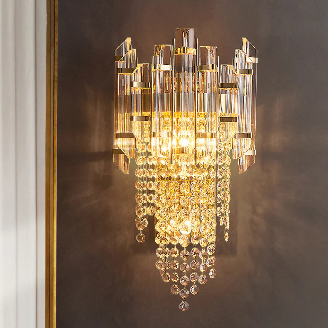 Lámpara de pared de lujo con capas de cristal