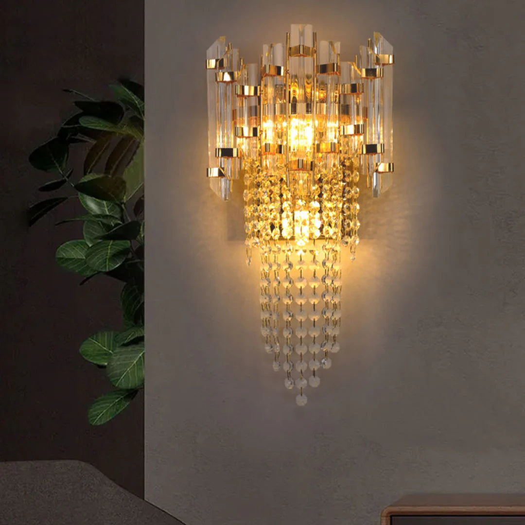 Lámpara de pared de lujo con capas de cristal