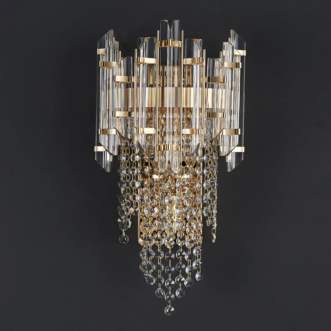 Lámpara de pared de lujo con capas de cristal