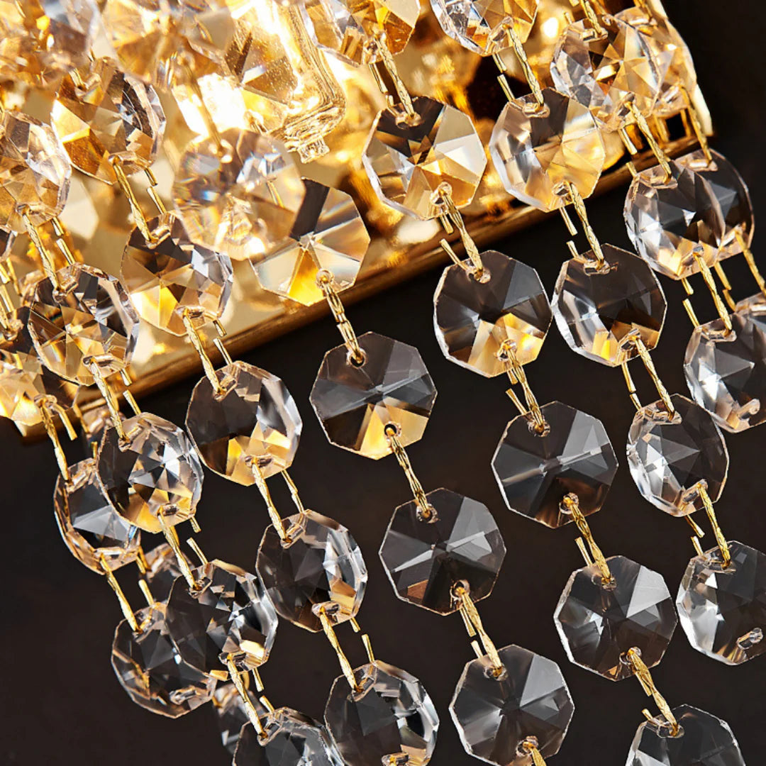 Lámpara de pared de lujo con capas de cristal