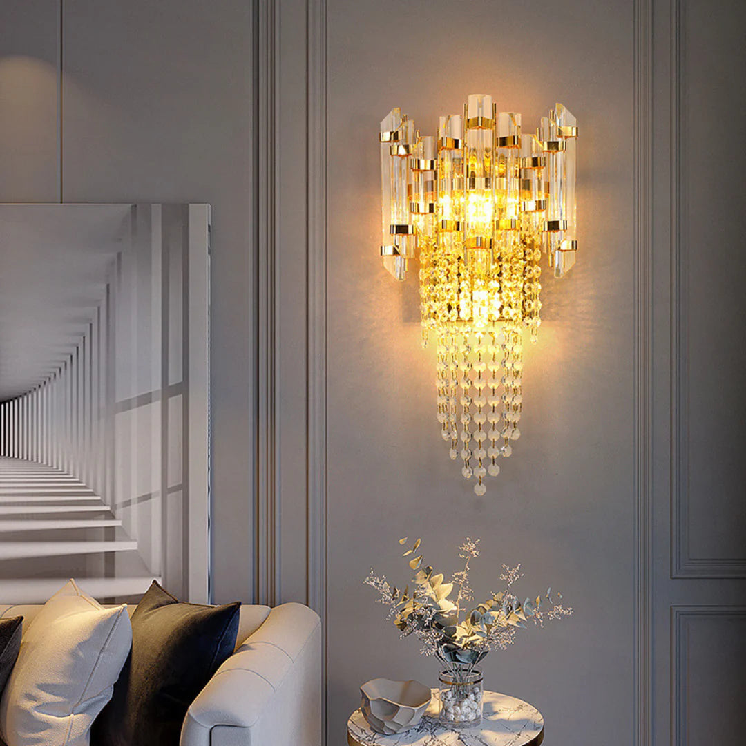 Lámpara de pared de lujo con capas de cristal