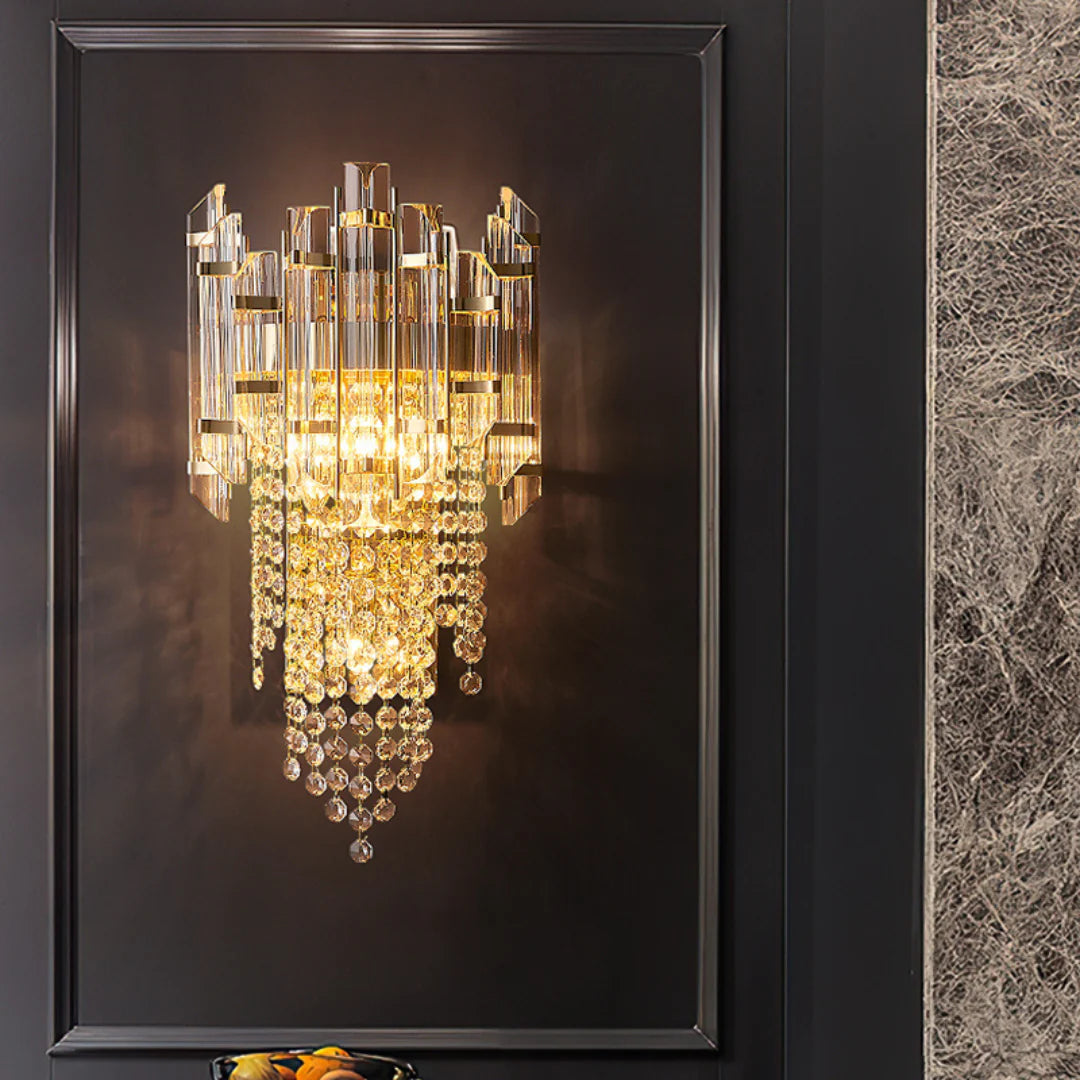 Lámpara de pared de lujo con capas de cristal