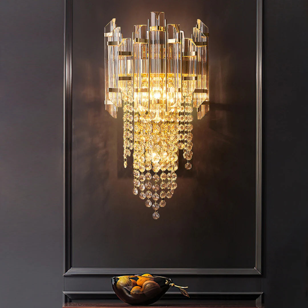 Lámpara de pared de lujo con capas de cristal