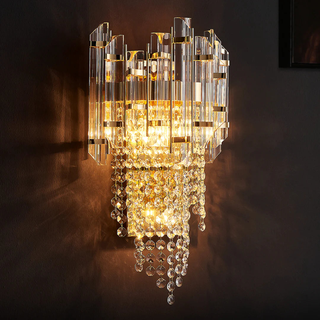 Lámpara de pared de lujo con capas de cristal