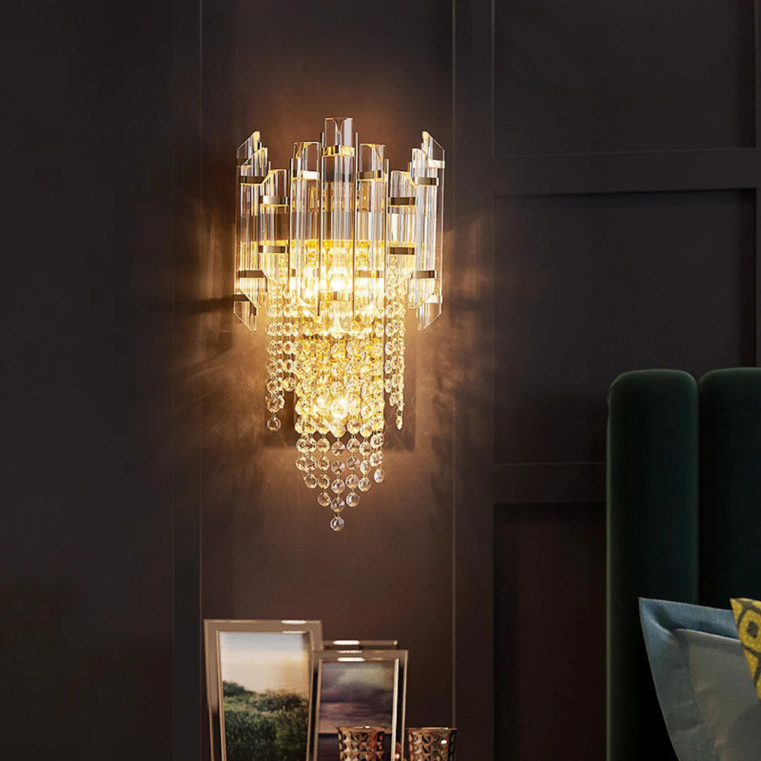 Lámpara de pared de lujo con capas de cristal