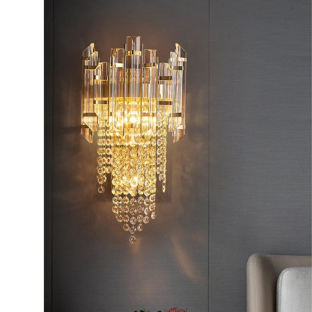 Lámpara de pared de lujo con capas de cristal
